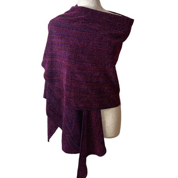 Womens Sweater One size Purple Wrap Shawl Chenille Open Font Casual - Picture 9 of 10
